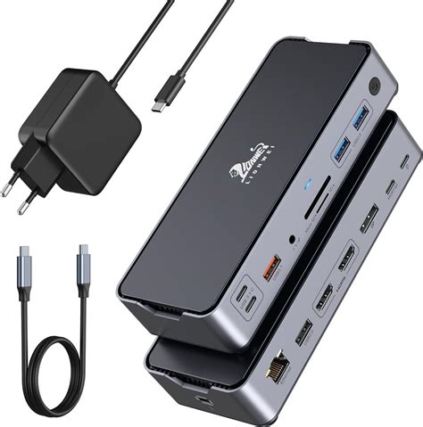 USB C Docking Station mit 65W Ladegerät 15 in 1 Docking Station USB C ...