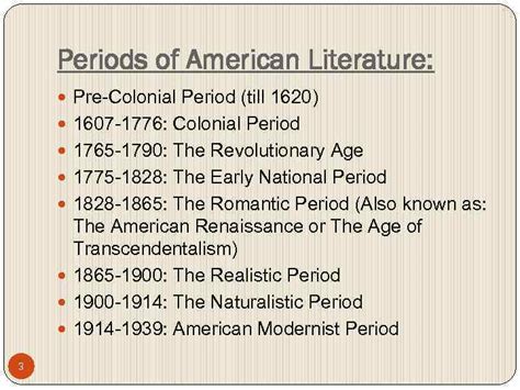 American Literary Periods Puritanism to Postmodernism American Authors