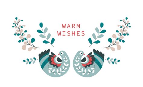 Warm wishes postcard with birds and bloom flora 17760127 Vector Art at ...