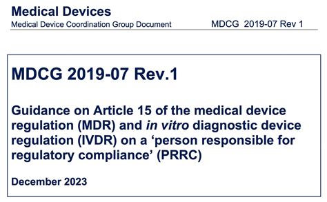 MDCG 2019 07 Rev 1 Guidance On Article 15 PRRC