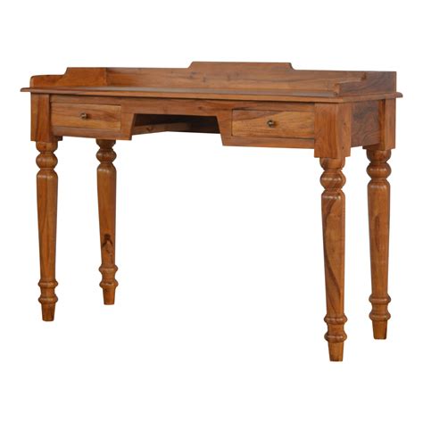 Solid Sheesham Wood Gallery Back Writing Desk Hollygrove