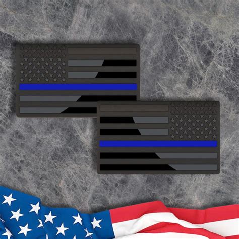3D Metal All Black with Blue Stripe American Flag Decal Stickers
