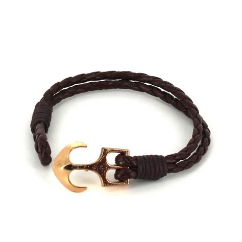 Pulsera Trenzada Marr N Con Ancla Dorada Cravatta World