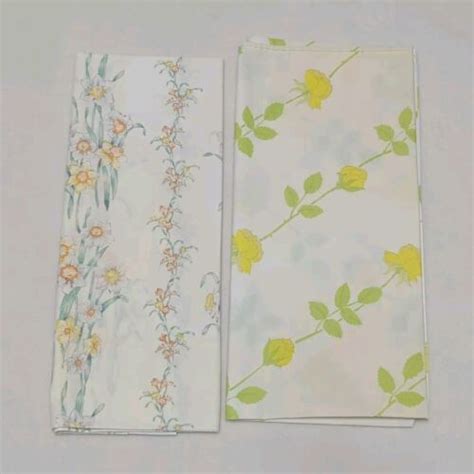 Lot Of Imperfect Vintage Pillowcases Floral Cottage Core Yellow Roses