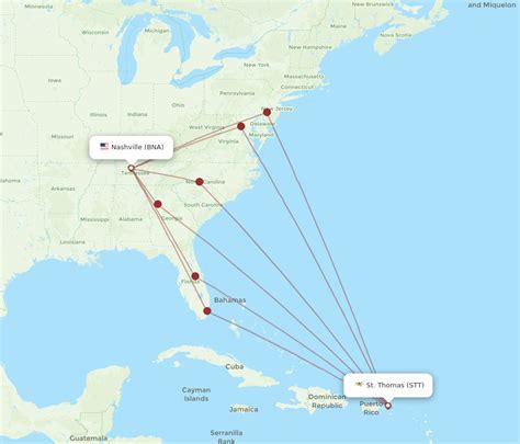 All Flight Routes From Saint Thomas To Nashville Stt To Bna Flight