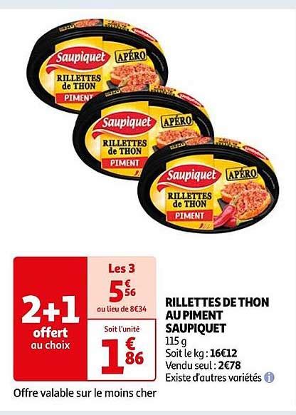 Promo Rillettes De Thon Au Piment Saupiquet Chez Auchan ICatalogue Fr