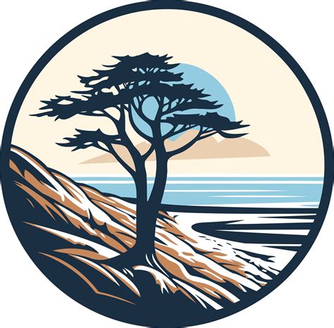 Lone Cypress Tree On A Coastal Cliff 49251511 Vector Art At Vecteezy