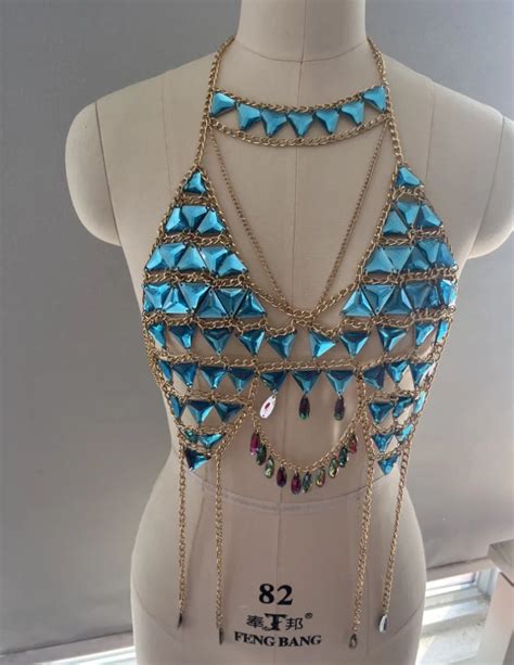 Sexy Acrylic Rhinestone Bra Chain Nightclubs Music Festivals Rave Festival Party Clubwear Bikini