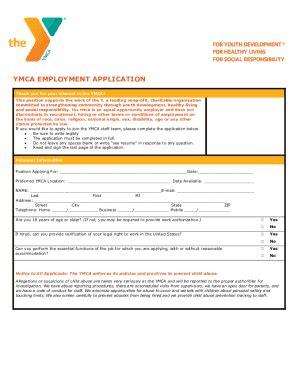 Fillable Online PDF Sample Employment Application YMCA Of The Upper