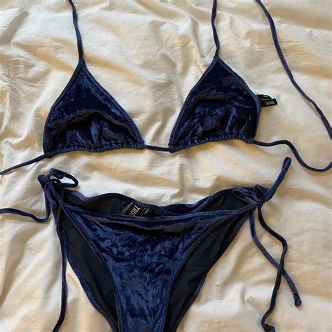 Triangl Velvet Blue Bikini A Very Loved Bikini Depop