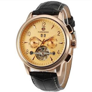 Forsining Men S Automatic Tourbillon Day Calendar Leather