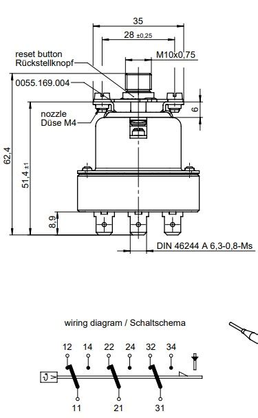 Schutz Temperatur Begrenzer C Polig