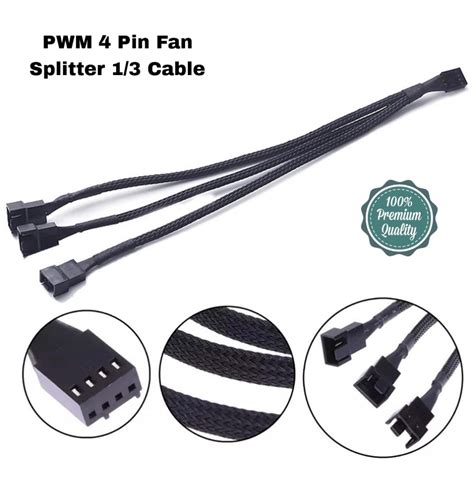 PWM 4-Pin Fan Splitter Cable PC Fan Power Extension, Y Cable