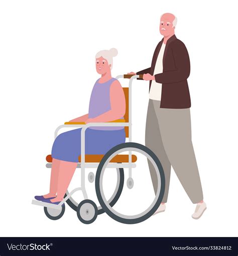 Old Man With Woman In Wheelchair Royalty Free Vector Image