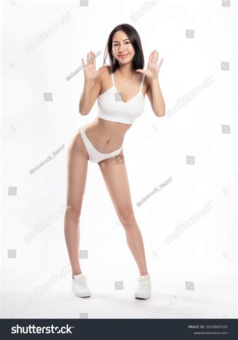 Brunette White Lingerie Posing Studio Stock Photo Shutterstock
