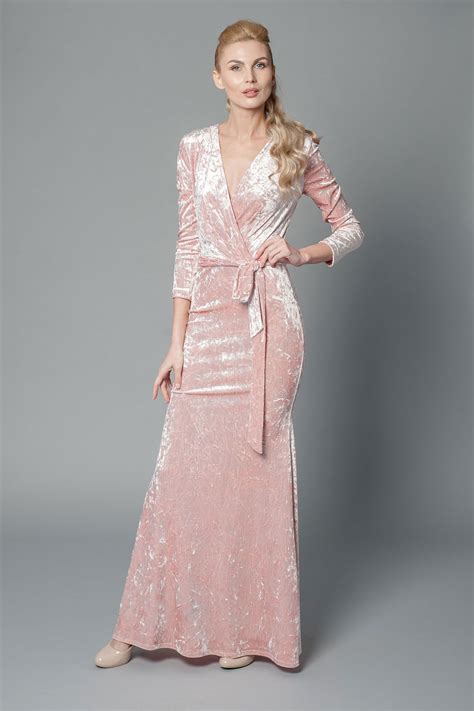 Front Wrap Blush Pink Maxi Dress With Belt Le Parole