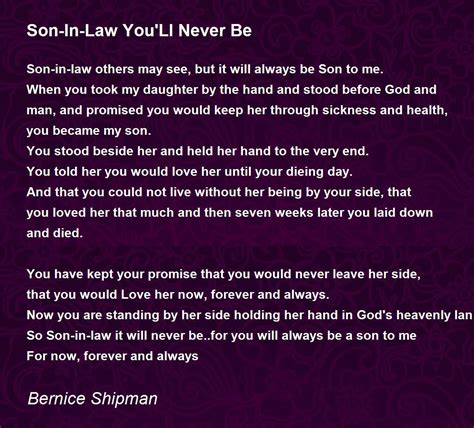 Poem For Ped Mother In Law Suite