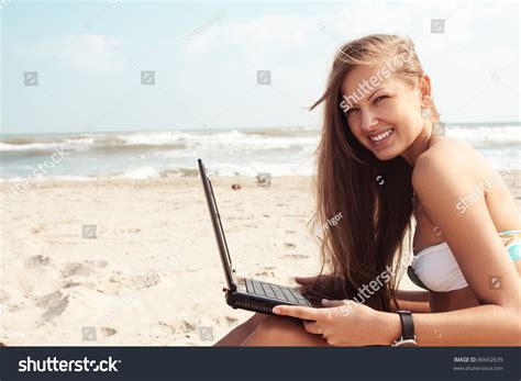 Sexy Happy Beautiful Woman Bikini Using Stock Photo Shutterstock