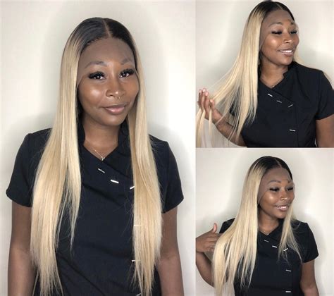 Ash Blonde Lace Frontal 13x4 Human Hair Wig With Dark Roots Pre Plucked Lace Front Brazilian