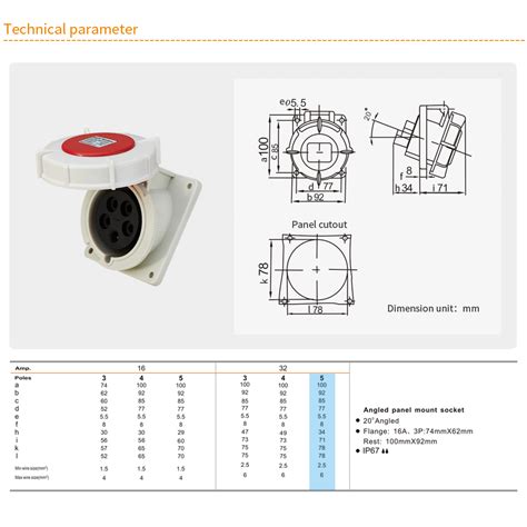 pin angled panel mount socket typ ip  sale weipu