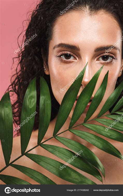 Beauty Photo Half Naked Woman Long Hair Makeup Holding Green Stock Photo By Vadymvdrobot