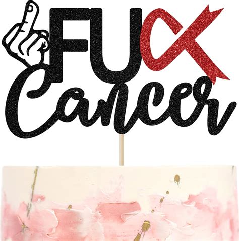 Amazon Black Glitter Fuck Cancer Cake Topper Ribbon Cancer Survivor Cake Decor Cancer