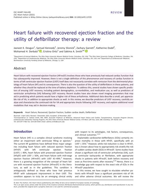 Pdf Heart Failure With Recovered Ejection Fraction And The Utility Of