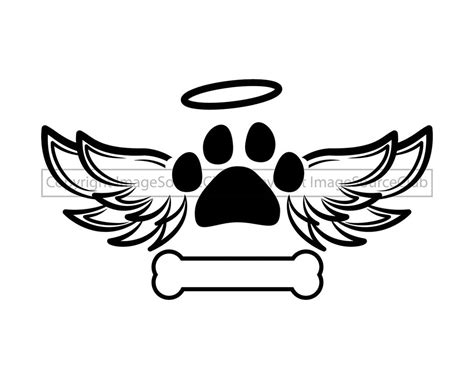 Printable Dog Paw With Angel Wings PNG and SVG Files Paw, Bone Angel ...