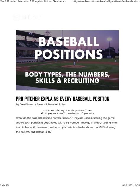 The 9 Baseball Positions A Complete Guide | PDF | Leisure | Sports ...