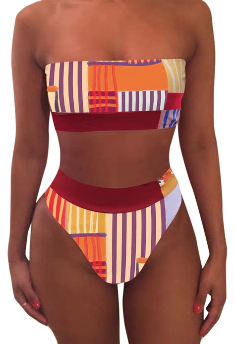 Pink Queen Women S Removable Strap Wrap Pad Cheeky High Waist Bikini