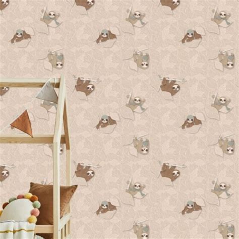 Beige Luiaard Behang Kinderkamer Koek En Toet