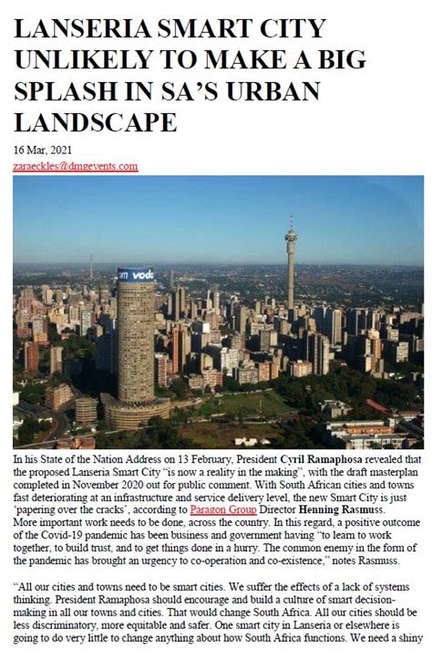 Lanseria Smart City Unlikely To Make A Big Splash In Sas Urban