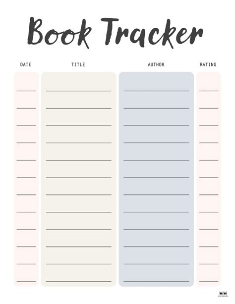 Template Book Tracker Printable Free Printable Templates