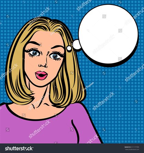 Illustration Surprised Woman Face Speech Bubble Stock Vector Royalty