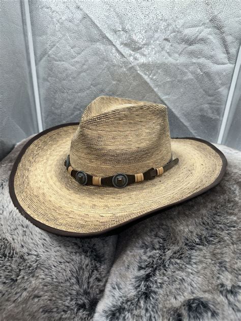 Stetson Cowboy Hat Large Mexican Palm Brown Excellent Gem