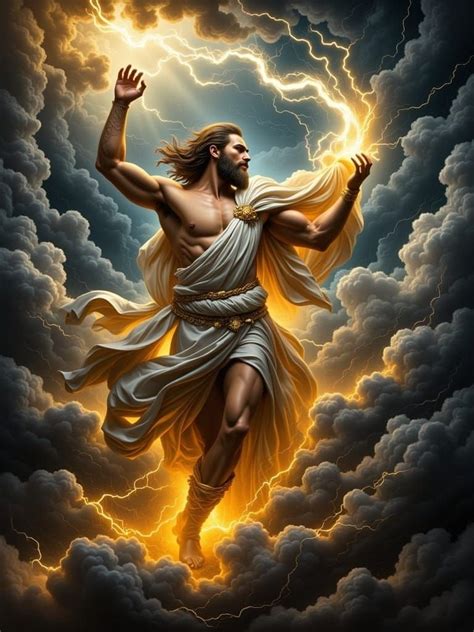 zeus hurling  thunderbolt zeus unleashing thunderbolt