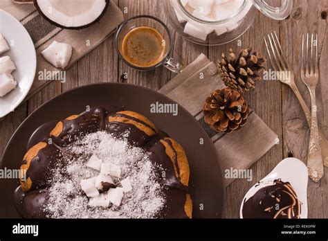 Chocolate Coconut Cake Stock Photo Alamy