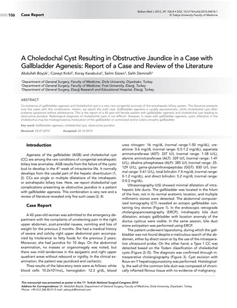 Pdf A Choledochal Cyst Resulting In Obstructive Jaundice In A Case With Gallbladder Agenesis