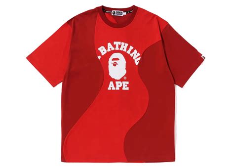 BAPE Cutting College Relaxed Fit Tee Red Men's - SS23 - US