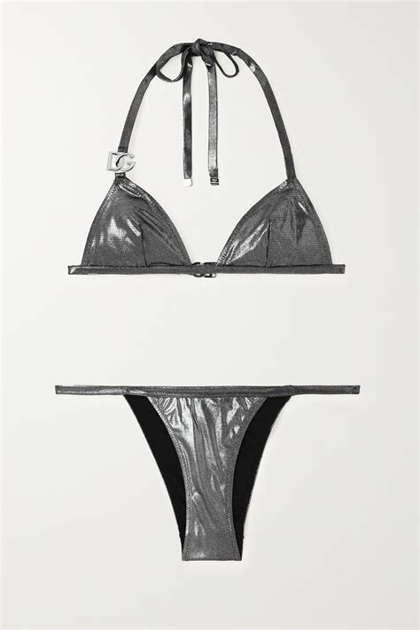 Dolce Gabbana Embellished Metallic Triangle Bikini Lyst