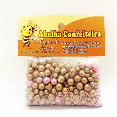 Mini Confeito Sprinkles Ros Gold Gramas Abelha Confeiteira