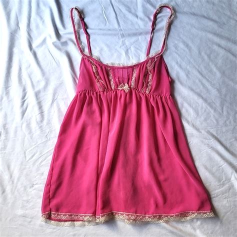 Victoria S Secret Intimates Sleepwear New Victorias Secret Sheer Hot Pink Lace Babydoll