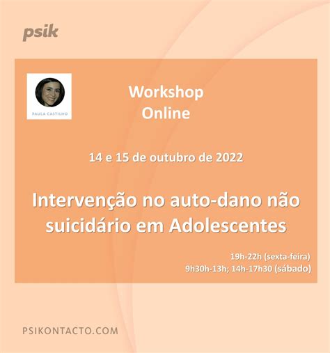 Workshop Intervenção no auto dano não suicidário em Adolescentes