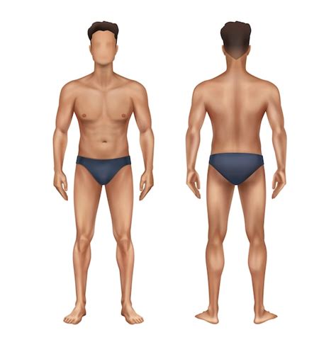 Premium Vector Illustration Of Standing Naked Man In Trunks Male Body Template
