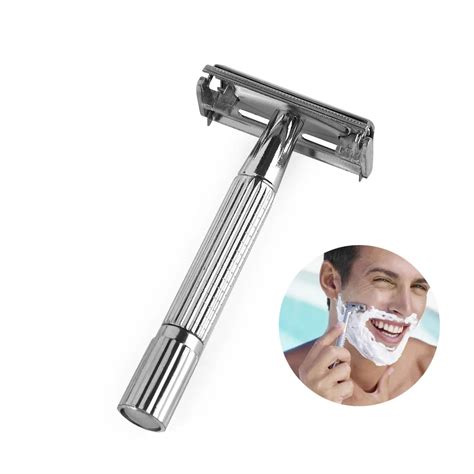 Мужская традиционная двухсторонняя хромированная Безопасная бритва для ...