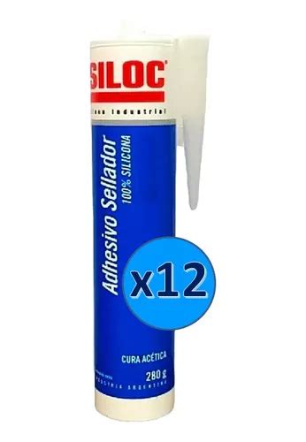 Adhesivo Siloc Silicona 100 Cura Acetica Blanco 280g X 12u