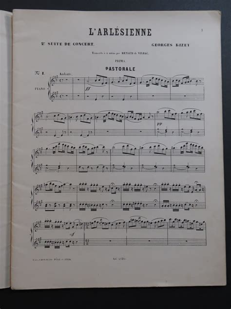 BIZET Georges L Arlésienne Suite No 2 Piano 4 mains ca1880 by BIZET