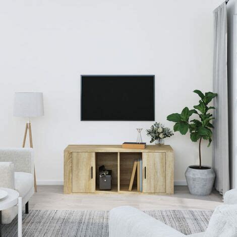 Meuble TV Chêne sonoma 100x35x40 cm Bois d ingénierie