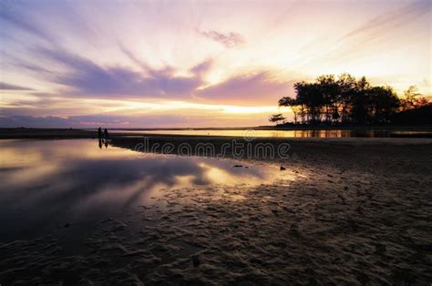 Sunrise Over Tropical Sandy Beach, Magical Sunlight and Reflection ...