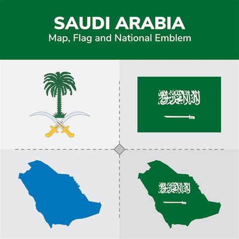 Premium Vector Saudi Arabia Map Flag And National Emblem